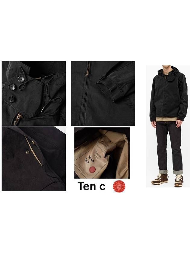 Garment Dye Zip-Up Hooded Jacket Black - TEN C - BALAAN 7