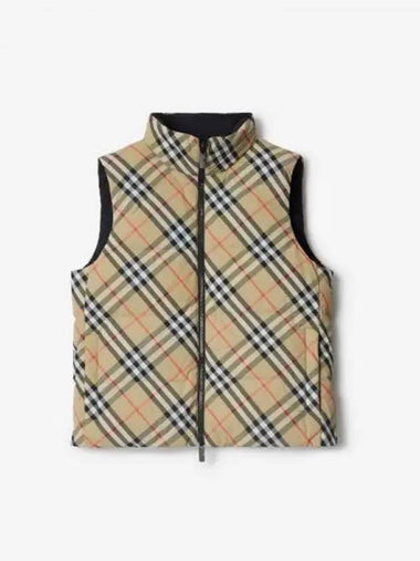 Reversible Check Nylon Puffer Gilet Sand 314711 - BURBERRY - BALAAN 1