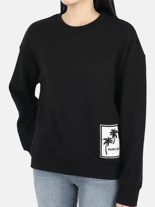 Women's Palm Tree Logo Patch Sweatshirt Black - MONCLER - BALAAN 2