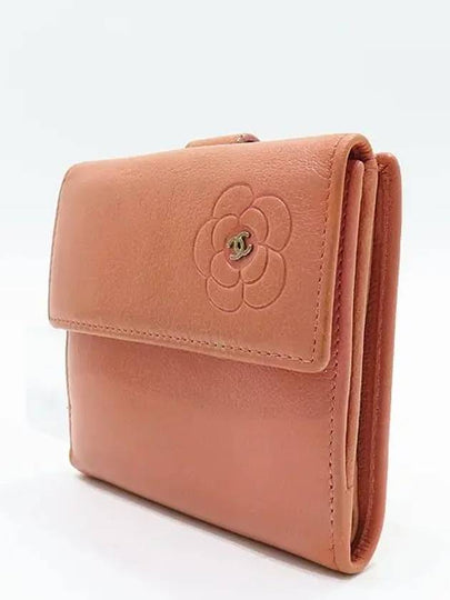 A46507 Pink Leather Camellia Butterfly Half Wallet - CHANEL - BALAAN 2