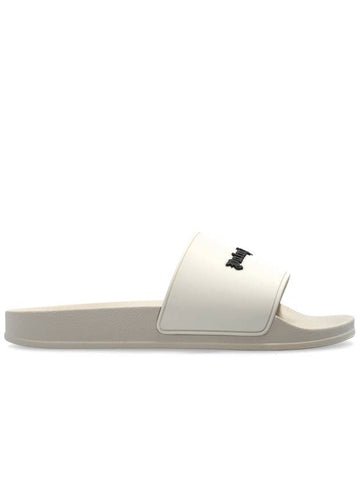 Palm Angels Slides With Logo, Women's, White - PALM ANGELS - BALAAN 1