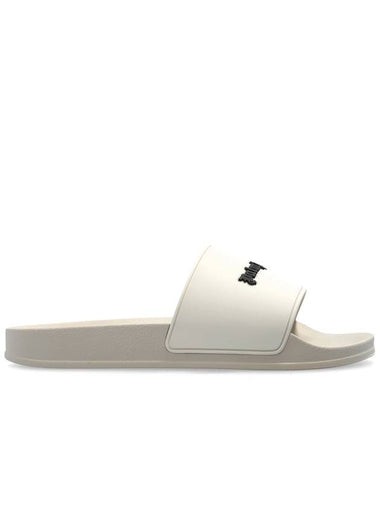 Palm Angels Slides With Logo, Women's, White - PALM ANGELS - BALAAN 1