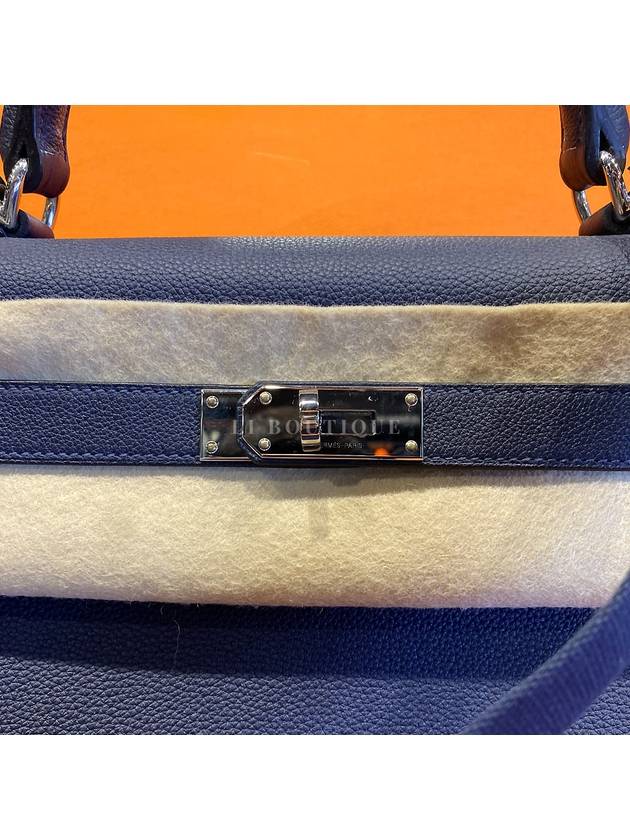 Kelly tote bag crossbody AMAZON navy silver plate size 50 - HERMES - BALAAN 4