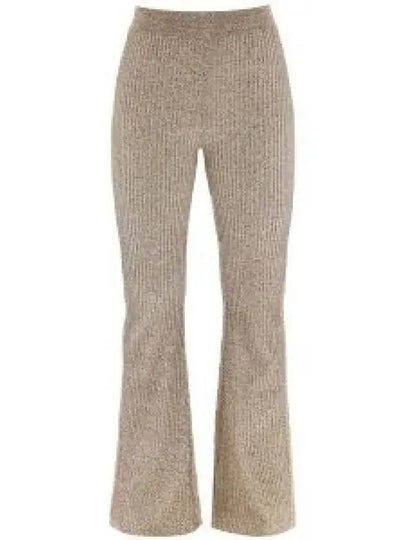 Melange Rib Knit Straight Pants Gold - GANNI - BALAAN 2