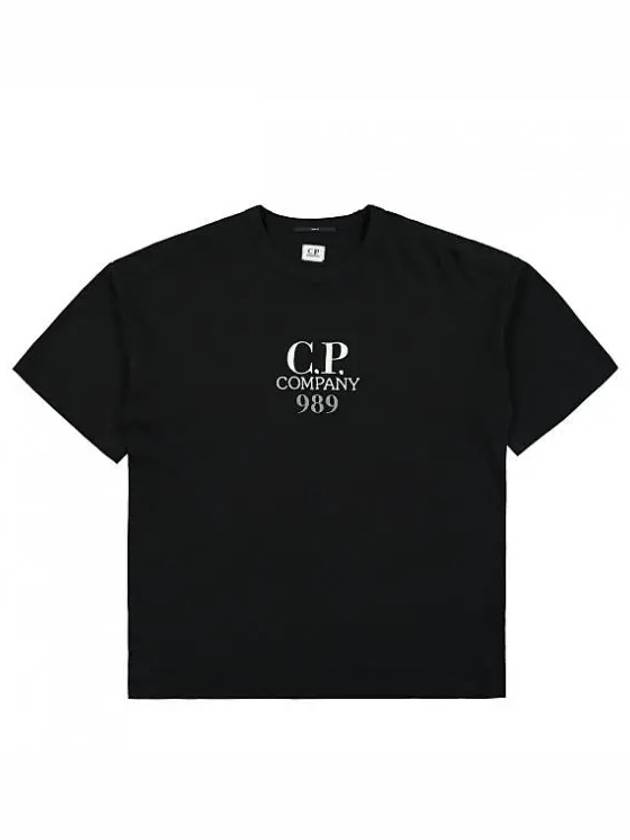 20/1 Jersey Boxy Logo Short Sleeve T-Shirt Black - CP COMPANY - BALAAN 2