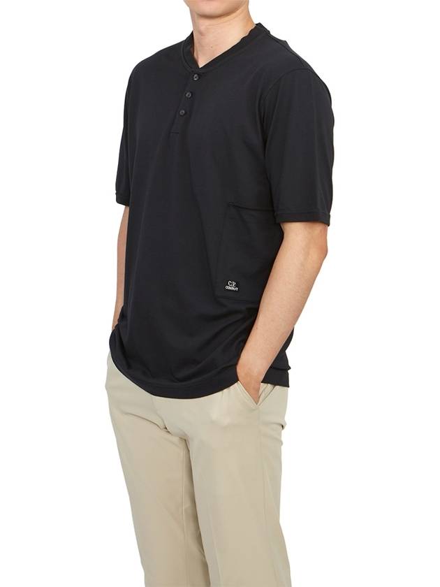 Tacting Piquet Buttoned Short Sleeve T-Shirt Black - CP COMPANY - BALAAN 5