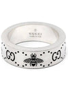 GG Logo Bee Engraving Wide Ring Silver - GUCCI - BALAAN 4