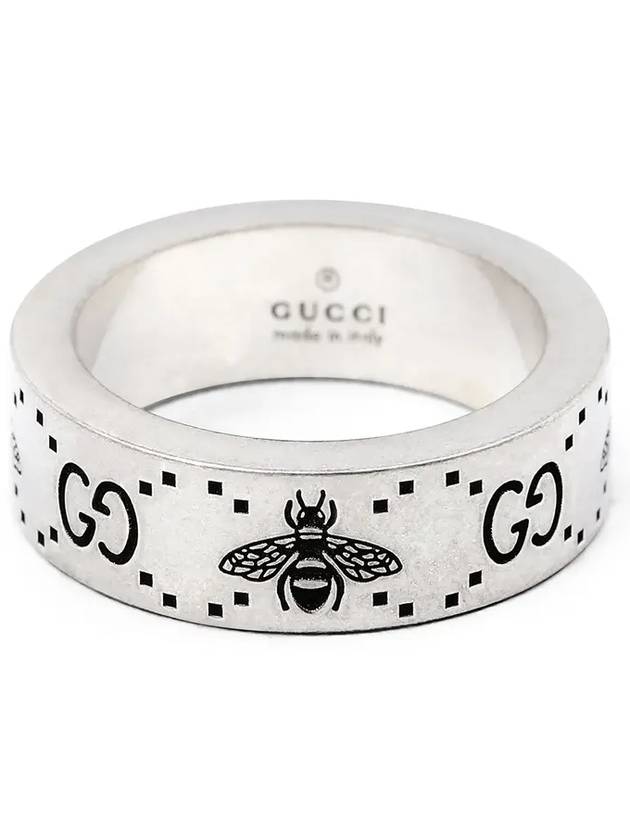 GG Logo Bee Engraving Wide Ring Silver - GUCCI - BALAAN 4