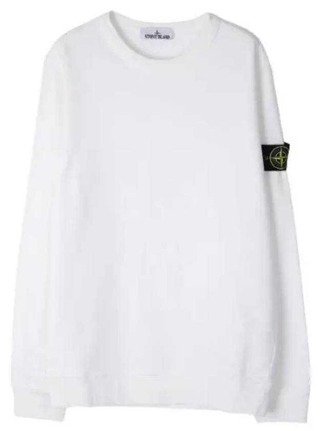 Brushed Cotton Fleece Garment Dyed Crewneck Sweatshirt White - STONE ISLAND - BALAAN 2