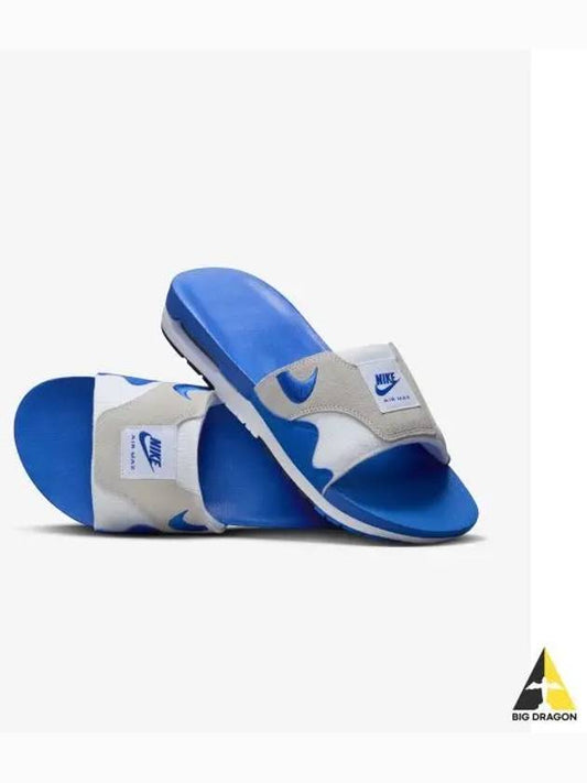 Air Max 1 Slide Slippers White Royal Blue - NIKE - BALAAN 2