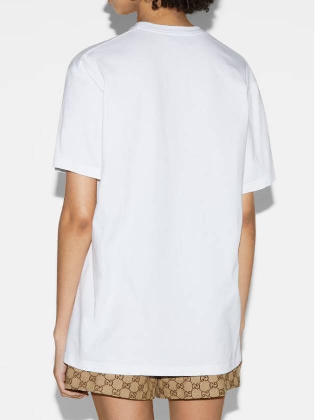 Cotton Print Short Sleeve T-Shirt White - GUCCI - BALAAN 4