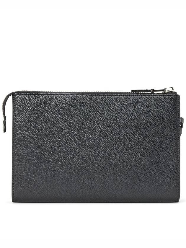 Pebble Logo Print Leather Clutch Bag Black - TOM FORD - BALAAN 3