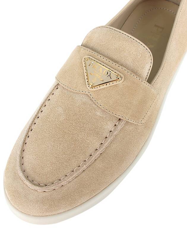 Triangle Logo Suede Leather Loafers Beige - PRADA - BALAAN 8