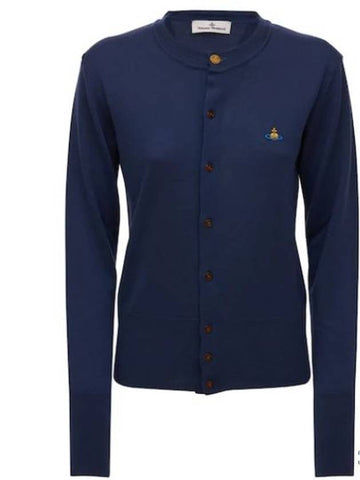 BEA Knit Wool Logo Cardigan Blue - VIVIENNE WESTWOOD - BALAAN 1