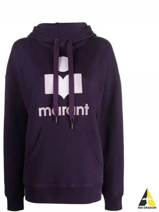 Mansel Big Logo Print Hoodie Dark Plum - ISABEL MARANT - BALAAN 2