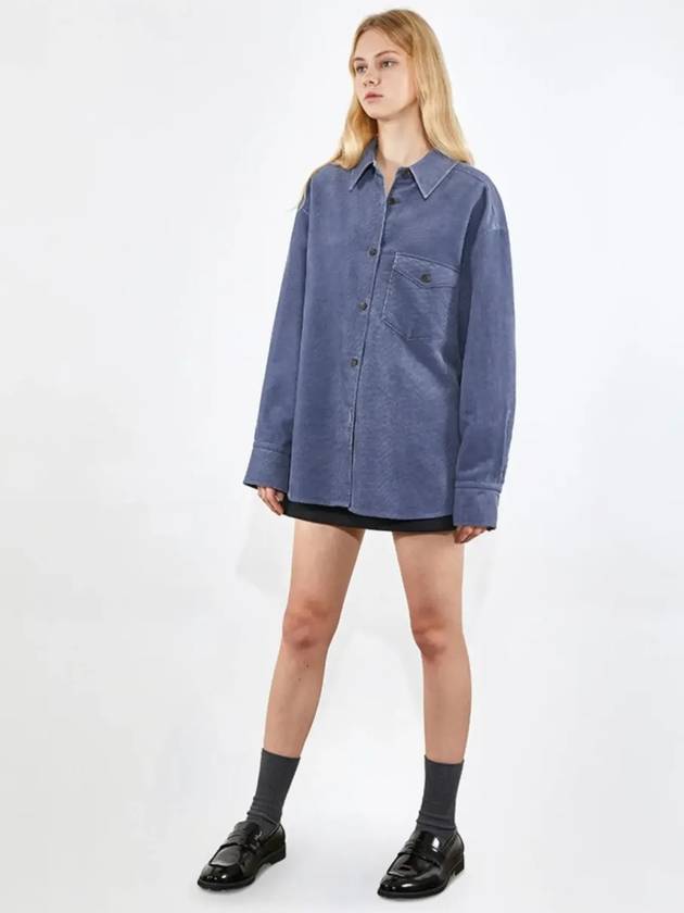 Oversized corduroy washed shirt blue 0080 - VOYONN - BALAAN 6