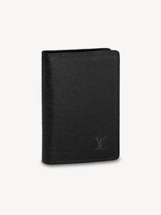 Pocket Organizer Taiga Leather Card Wallet Black - LOUIS VUITTON - BALAAN 2