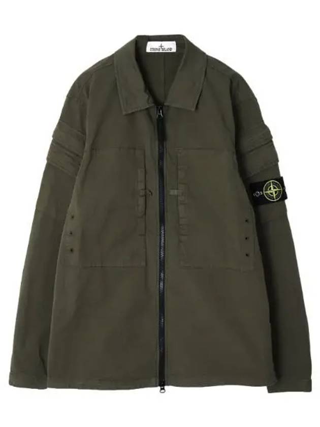 Stretch cotton gabardine overshirt regular fit men s jacket - STONE ISLAND - BALAAN 1