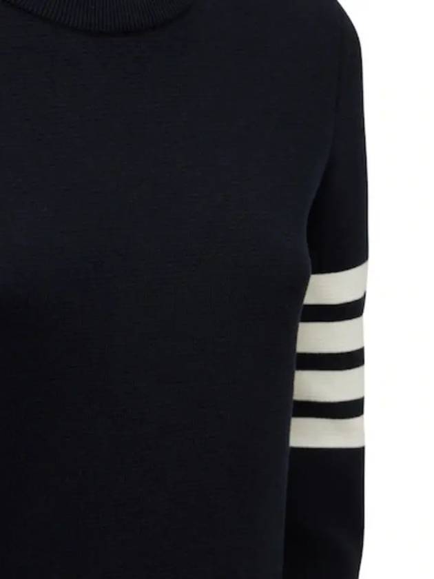 Anchor Button Striped Sleeve Cotton Navy Knit Sweater - THOM BROWNE - BALAAN 2