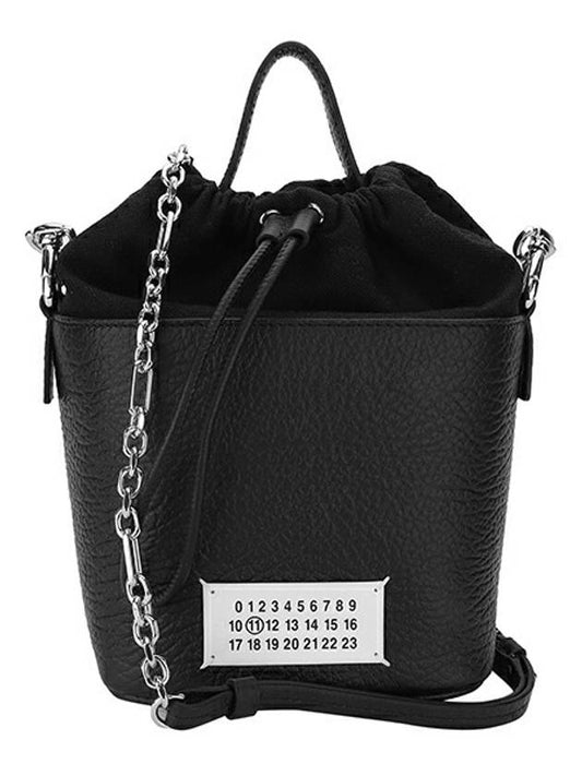 5AC Number Logo Texture Leather Bucket Bag Black - MAISON MARGIELA - BALAAN 2