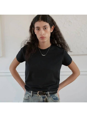 Supima Cotton Lux Crop T-Shirt Black - NOIRER FOR WOMEN - BALAAN 1