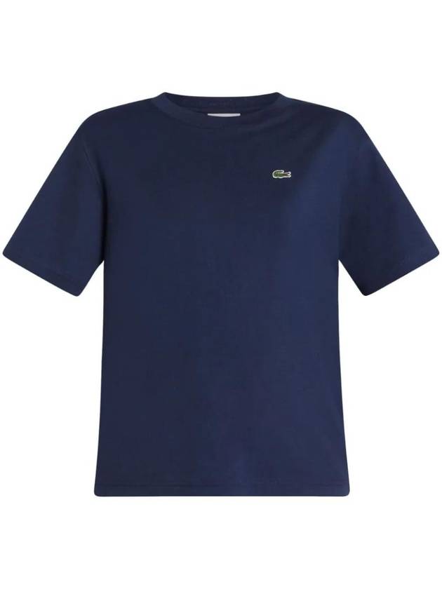 Relax Fit Lightweight Cotton Pima Jersey Short Sleeve T-Shirt Navy Blue - LACOSTE - BALAAN 1