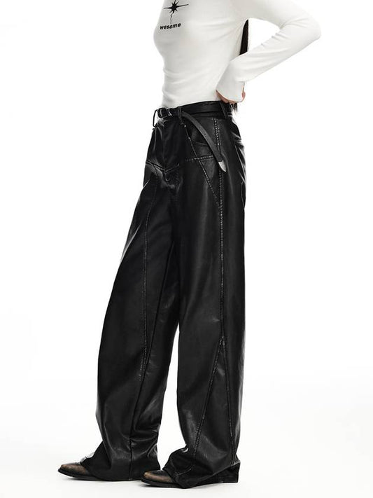 Leather Straight Pants Black - WESAME LAB - BALAAN 2