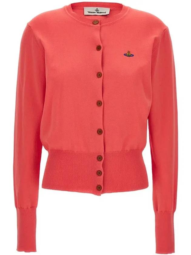 Bea Embroid Logo Cotton Cardigan Coral - VIVIENNE WESTWOOD - BALAAN 3