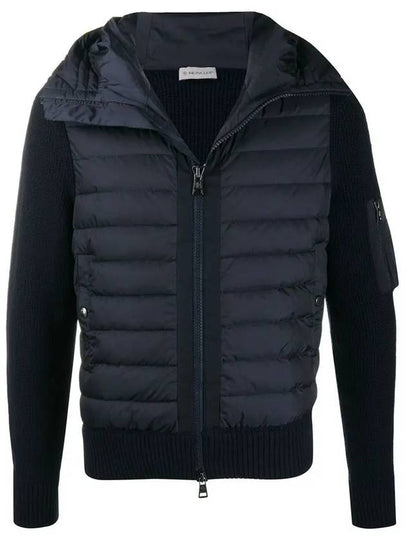 Padded Wool Hooded Zip-Up Cardigan Navy - MONCLER - BALAAN 2