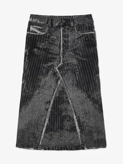 O Hanna Print Of Pinstripe Denim A Line Skirt Black - DIESEL - BALAAN 2