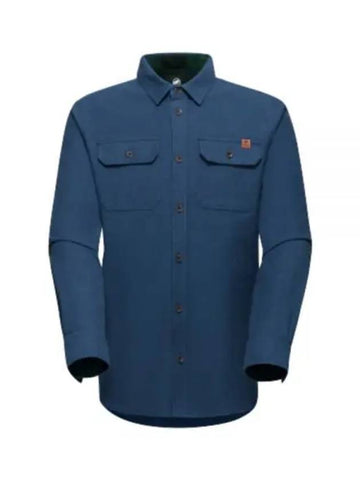 Men's Tamaro Overshirt Cotton Jacket Navy - MAMMUT - BALAAN 1