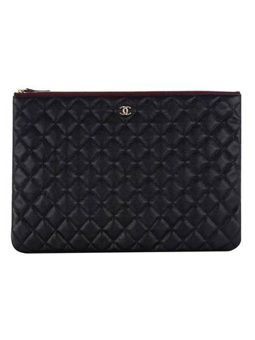 Large Classic Pouch Grained Calfskin Gold Black - CHANEL - BALAAN 1