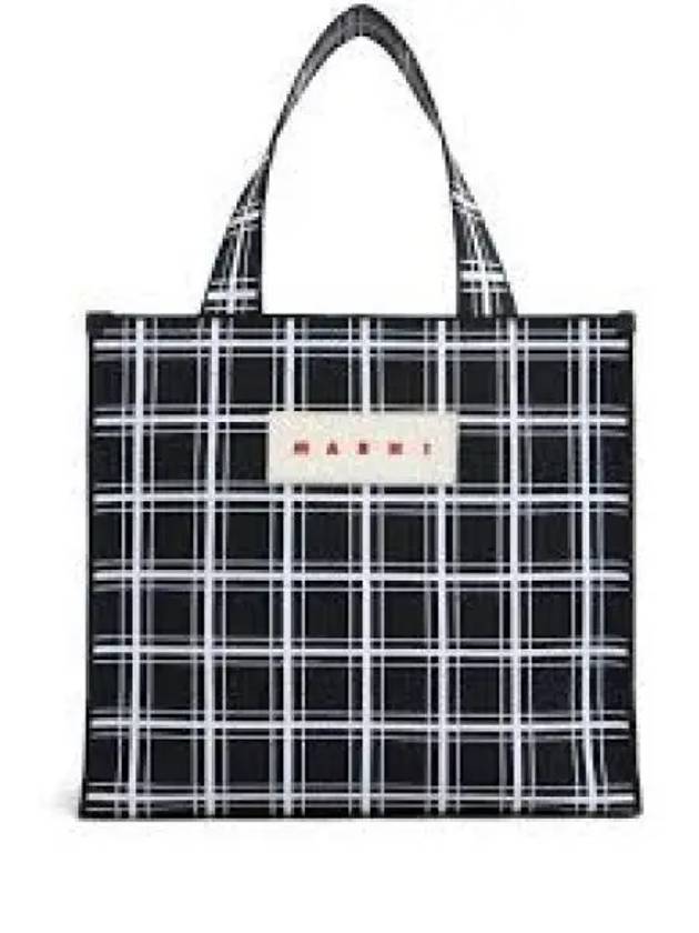 Jacquard Check Logo Tote Bag Black - MARNI - BALAAN 2