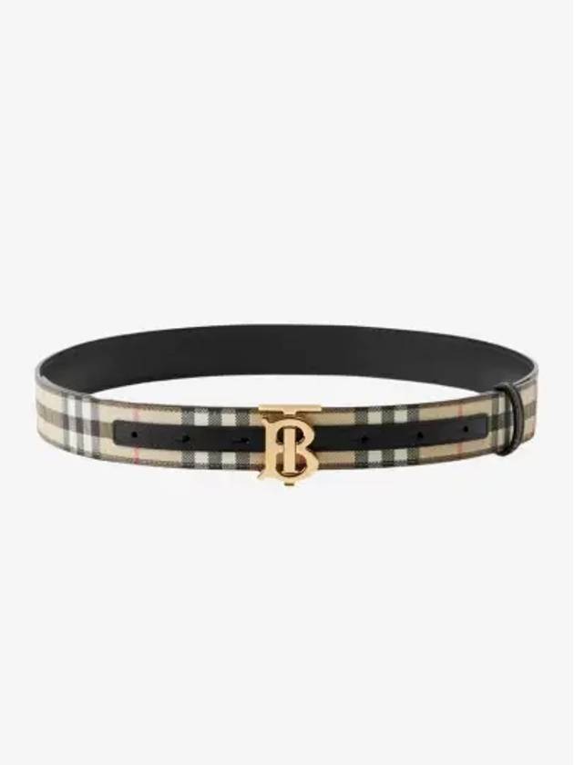 TB Vintage Check Canvas Leather Belt Beige - BURBERRY - BALAAN 3