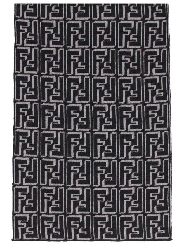 Men's FF Motifwool Scarf Black - FENDI - BALAAN 3