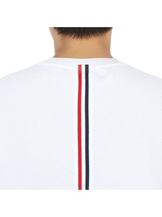 Men's Center Back Striped Short Sleeve T-Shirt White - THOM BROWNE - BALAAN 6