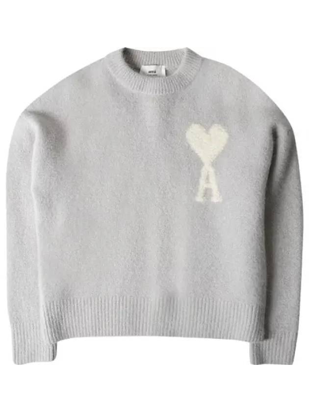 Intarsia Heart Logo Knit Top Earl Grey Ivory - AMI - BALAAN 2