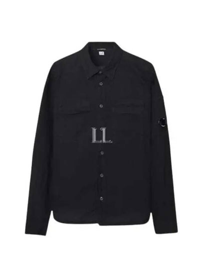 Lens Wappen Pocket Long Sleeve Shirt Black - CP COMPANY - BALAAN 2