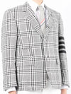 Gingham Prince of Wales Linen Single Vent Sport Jacket Black - THOM BROWNE - BALAAN 4