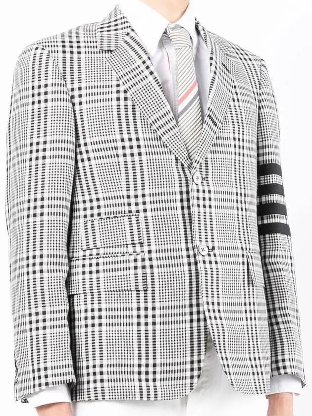 Gingham Prince of Wales Linen Single Vent Sport Jacket Black - THOM BROWNE - BALAAN 4