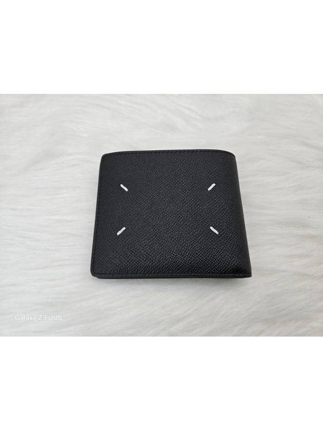 Stitched Bifold Leather Half Wallet Black - MAISON MARGIELA - BALAAN 4