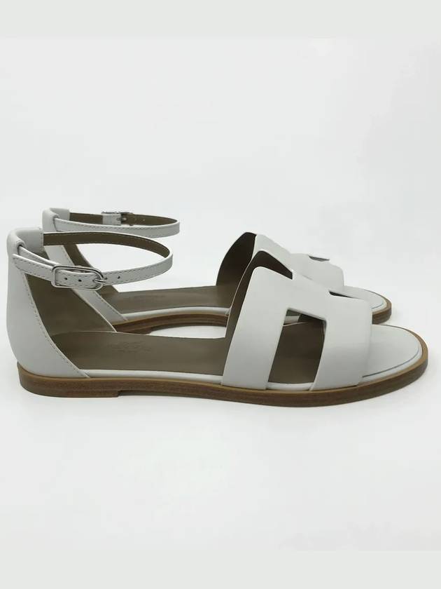 Santorini Calfskin Sandals Blanc - HERMES - BALAAN 3