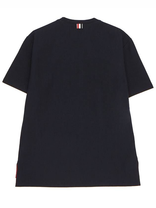 RWB Stripe Cotton Short Sleeve T-shirt Navy - THOM BROWNE - BALAAN 3