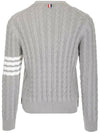 Diagonal Cable V-Neck Knit Cardigan Light Grey - THOM BROWNE - BALAAN 4