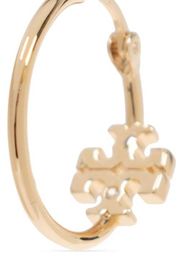 Logo Sculpted Hoop Earrings Gold - TORY BURCH - BALAAN 4