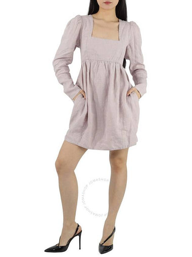 Ganni Light Lilac Babydoll Hemp Canvas Mini Dress, Brand Size 36 (US Size 2) - GANNI - BALAAN 1