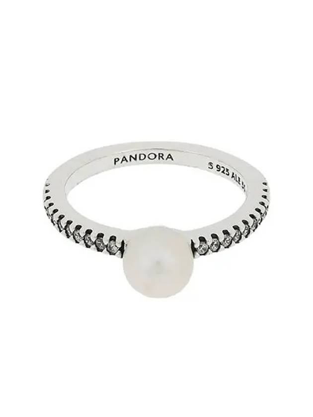 Treated Freshwater Cultured Pearl Open Pave Pearl Ring Silver - PANDORA - BALAAN 5