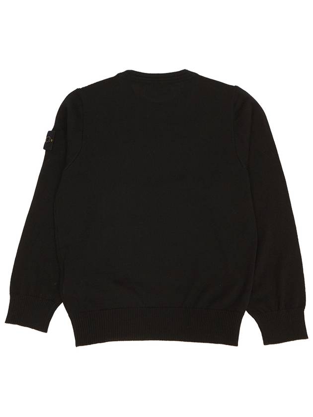 Kids Wappen Patch Virgin Wool Knit Top Black - STONE ISLAND - BALAAN 3