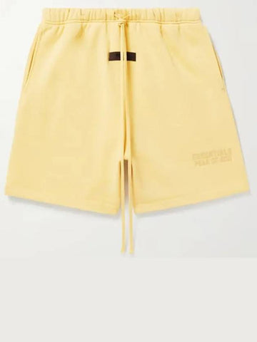 Fear of God Essentials Logo Applique Wide Leg Shorts Yellow - FEAR OF GOD ESSENTIALS - BALAAN 1