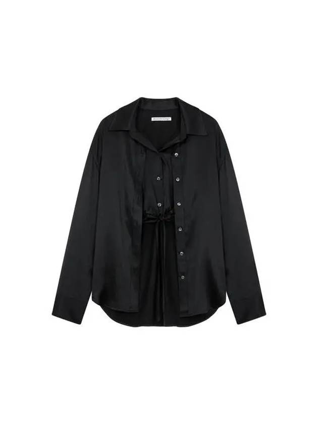 Glossy Silk Layered Shirt Black - ALEXANDER WANG - BALAAN 1